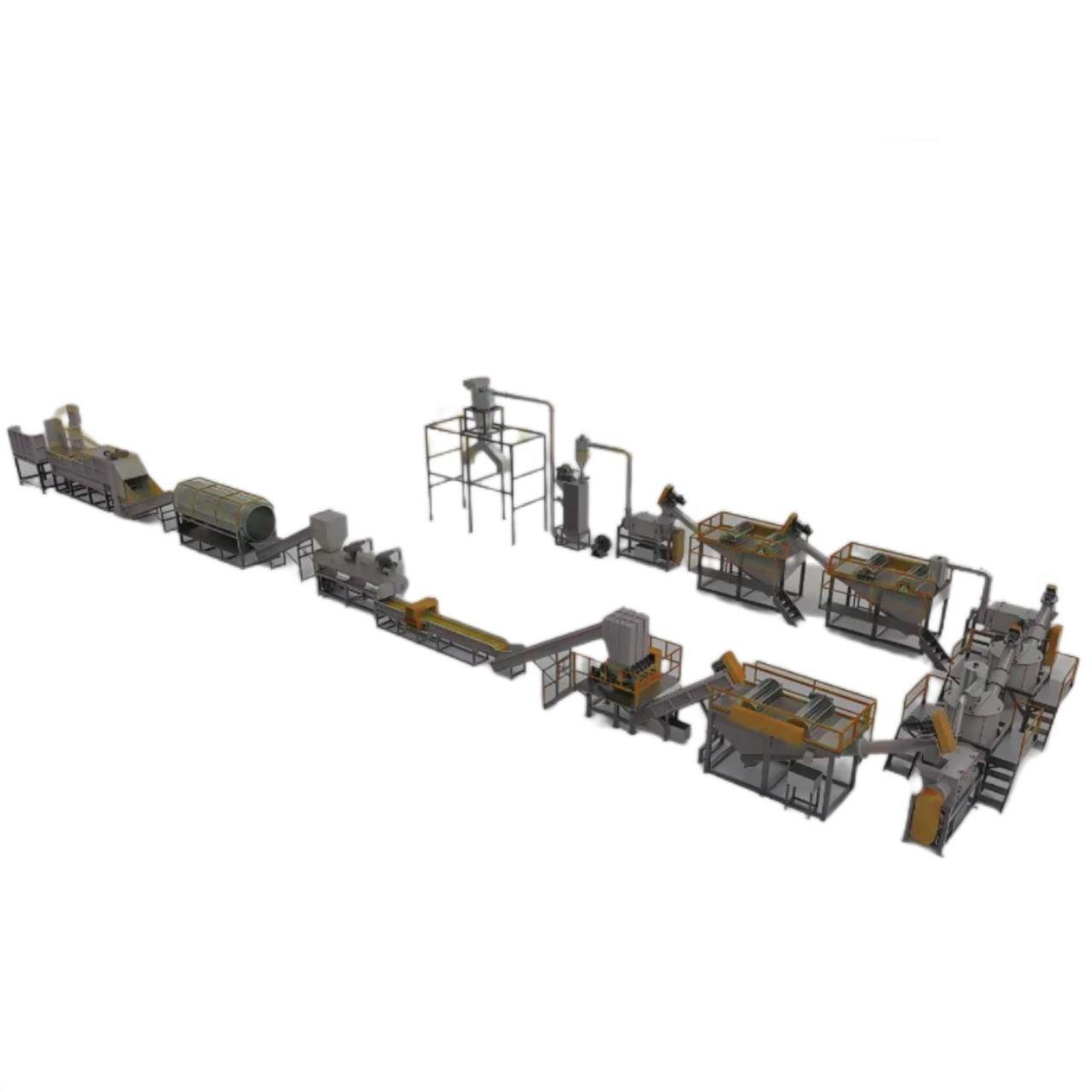 خط تولید شستشو، خردایش و خشک کردن پرک پت با ظرفیت 2000 کیلوگرم در ساعت